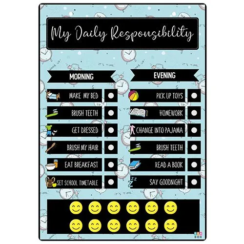 Cheerful Responsibility Task Chart with Smiles