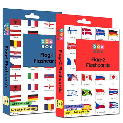 Educational Flags Flashcards with Capitals