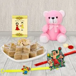 Amazing Twin Kids Rakhi with Teddy n Kaju Katli